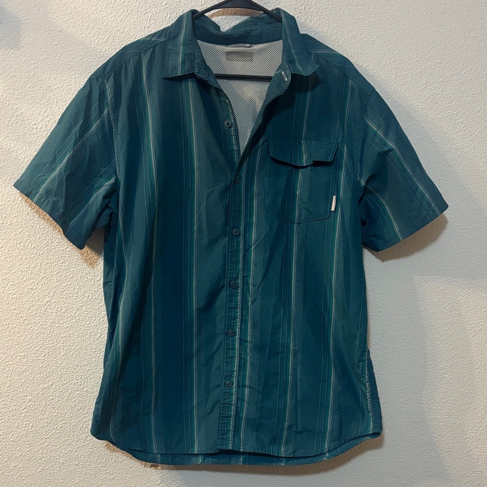 Columbia Men's Teal Striped Short Sleeve Shirt